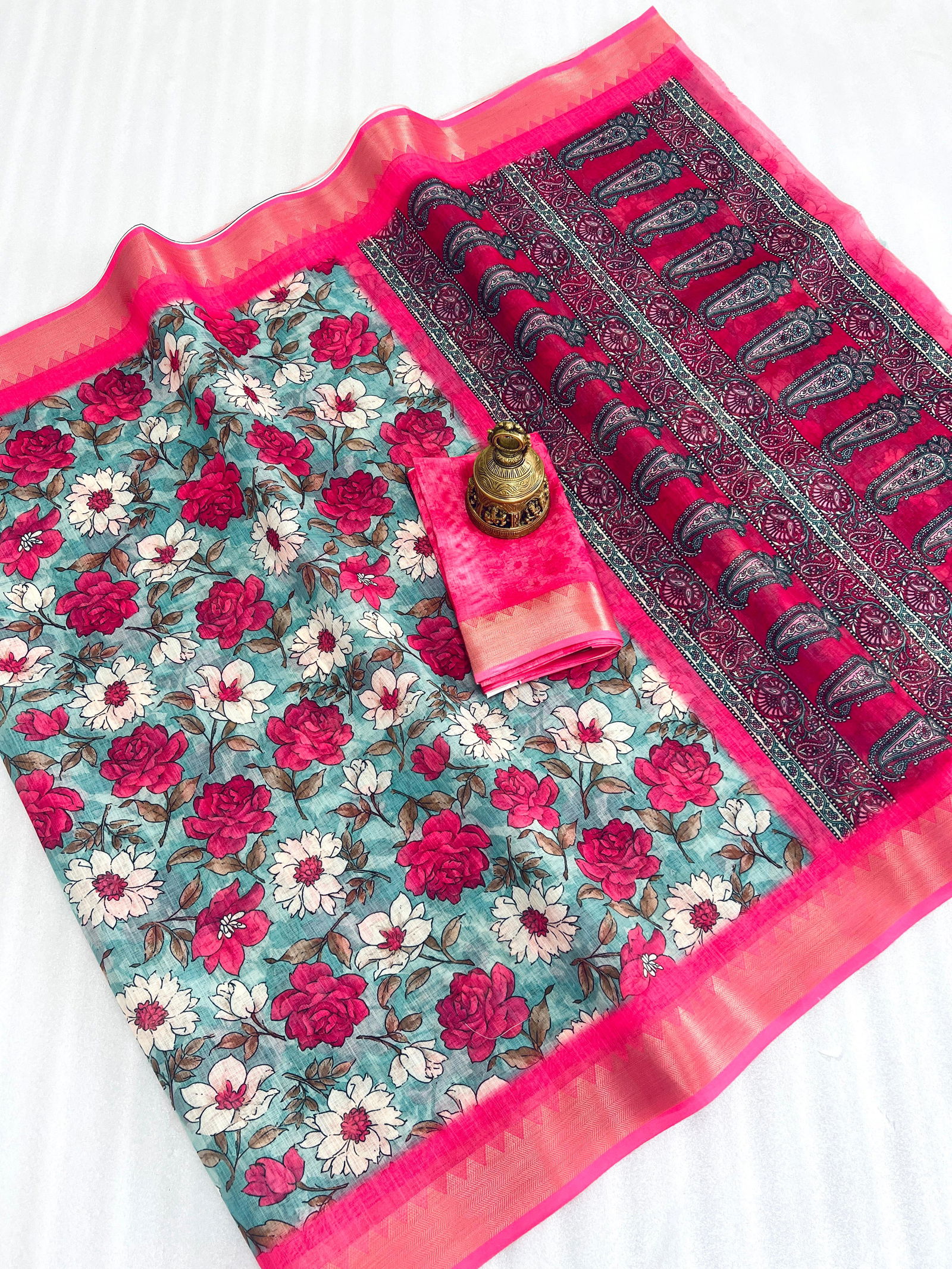 MG 401 Plain Linen Printed Daily Wear Sarees Wholesale Shop In Surat